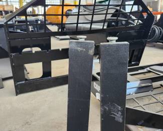 Unused Skid Steer Forklift Fork Extensions with Mounting Frame
