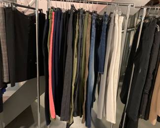 Clothing in various sizes. Most items are $5 each. Some are $3. Coats are more expensive (between $10 and $50). Most of the items are women's. We have a few men's items left.
