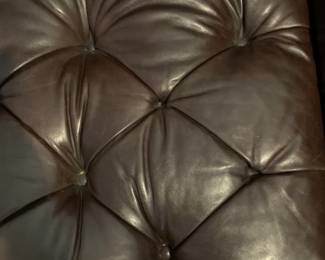 Chesterfield leather couch - close up of leather.