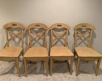 Set of 4 Pier One dining chairs with antique finish. Excellent condition. $100