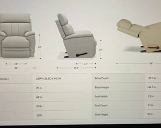 Lazy Boy rocker recliner measurements.