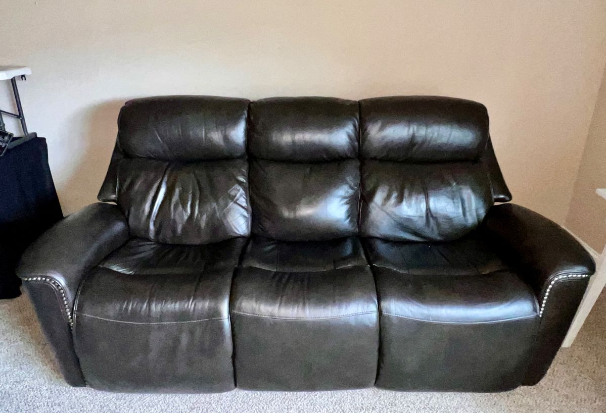 FlexSteel leather double power reclining sofa
