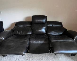 FlexSteel leather sofa with extended power recliners