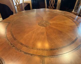 #1 Universal Furniture table with 6 chairs, 4 leaves and pads. 54-74x30 $275.00