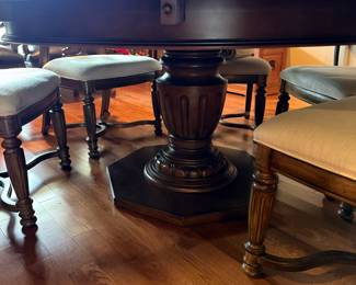 #1 Universal Furniture table with 6 chairs, 4 leaves and pads. 54-74x30 $275.00