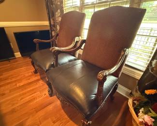 #3 Leather seat chairs set of 2 $250.00