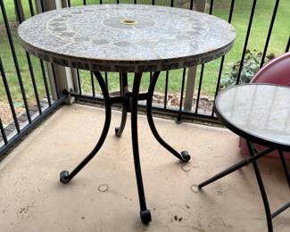 #44 stone top table 29x30 $40.00