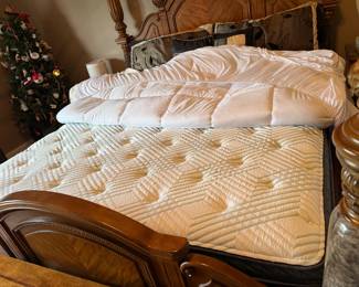 #23 King Bed with clean Adjustable mattress, boxspring and bedding. $400.00