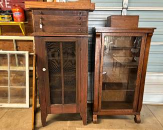 Pie safe book case windows wooden boxes