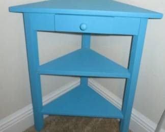 Small Teal Blue 3 Tier Corner Table