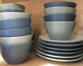 Blue/Grey Noritake Stoneware Bowl/Plate Set