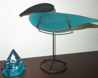 Mid Century Sasaki Satin Glass Heron Designed by Soichiro Sasakura Japan