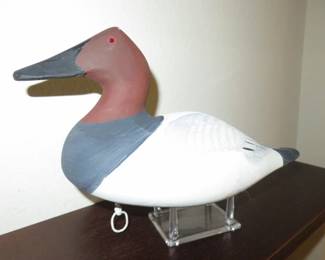 Signed Carved Wood Duck Decoy by Capt. Hary Jobs
