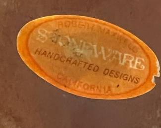 Handmade Pottery Stoneware with attached objects by Roger Maxwell made in CA