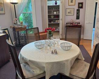 4 cain chairs, RUG NOT FOR SALE