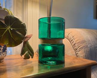 IMAX Caspine, large green glass and metal vase