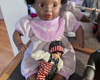Black American porcelain doll, Vintage springford Doll porcelain (sm)