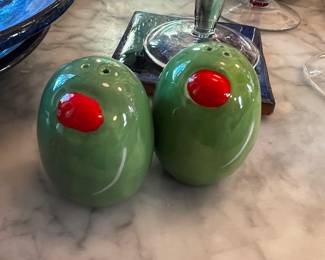 Olive salt and pepper shakers