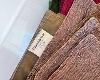 Crate & Barrel assorted napkins and dining mats