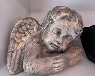 Vintage Terracotta Pottery Angel Rustic Garden Angel French Country Decor