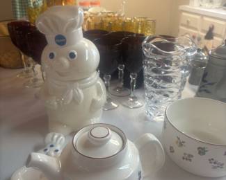Pillsbury Dough Boy cookie jar and spoon rest. Seagoe fine ceramics made in Ireland