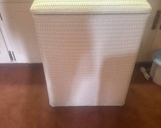Vintage wicker clothes hamper
