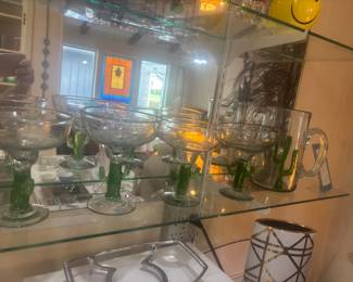 Glass cactus pitcher Abby 4 glasses