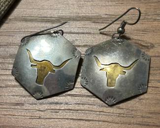 sterling and brass longhorn earrings