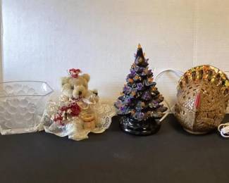 Lighted Halloween Tree & Lighted Turkey