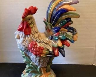 Large colorful ceramic rooster