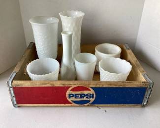 Milk glass & Pepsi crate