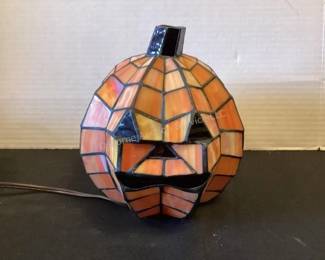 Stained glass pumpkin light