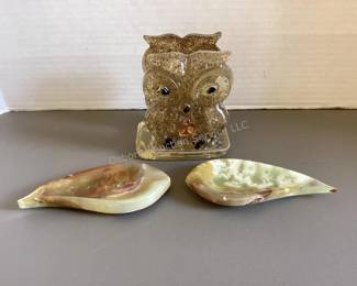 MCM Owl Napkin Holder & Stone trays