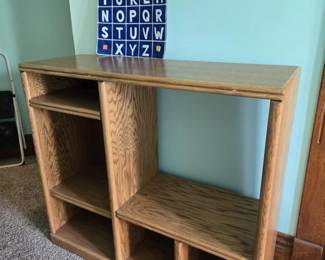 Wood Entertainment Unit; Felt Alphabet Hanging Decor