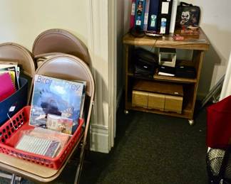 Printer Stand with Wheels; Tape Storage; Notebooks; Office Supplies; Folding Chairs and more!