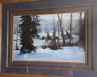 "Following the River" Signed Print c. 1985 by Robert Duncan (c. 1952- ) American Western Artist; Framed & Matted.