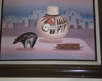 Native American Still Life Acrylic on Canvas by Guy Nez, Jr. (c. 1946-) Native American Artist; Framed & Matted.