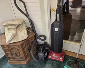 End Table; Cushion; Assorted Vacuum Cleaners