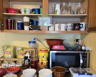 Microwave; Corelle Dishes; Serving Dishes; Covee Mugs; Glassware; Bowls; and much more!