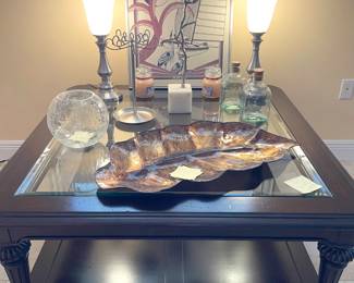 Lexington coffee table with curated collection of statement decor