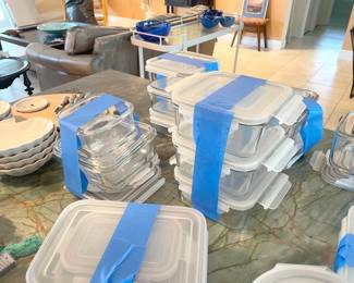 tons and tons of glass, lidded food storage containers