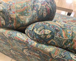 3-piece wicker sectional with pretty paisley upholstery