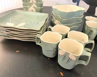 square dishes in pale green