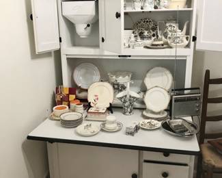 Hoosier cabinet with table pulled out