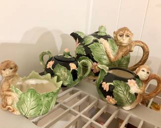 Fitz and Floyd 1987 monkey teapot collection