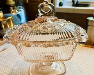 Indiana Glass Pink Covered Candy Dish