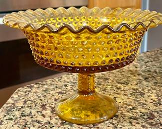 Fenton Amber Hobnail Candy Dish