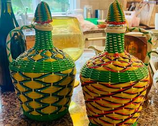 Woven Wicker Decanters