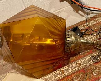 Hollywood Regency Amber Hanging Lamp
