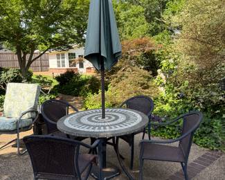 Patio Table, Chairs & Umbrella